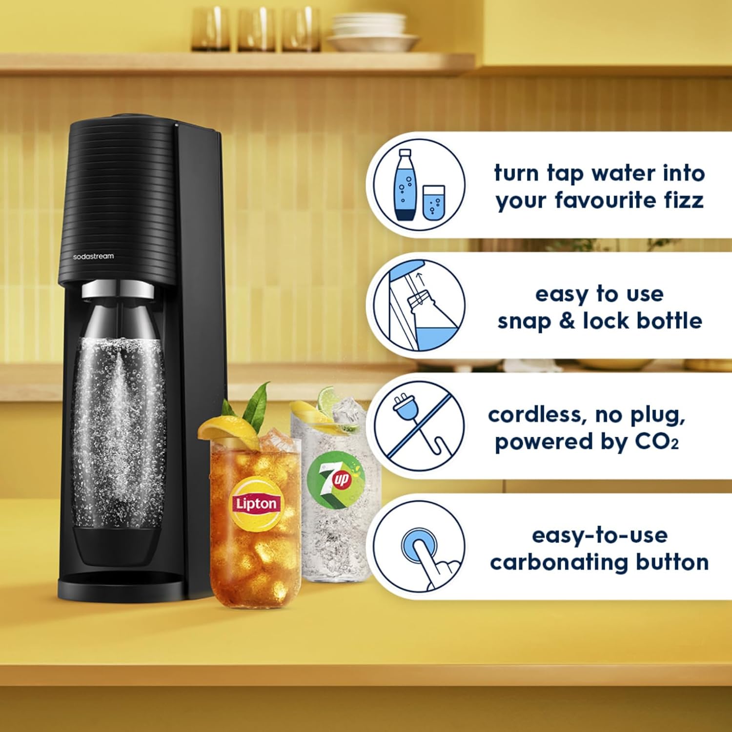 SodaStream Terra Sparkling Water Maker Machine with 60L CO2 Cylinder
