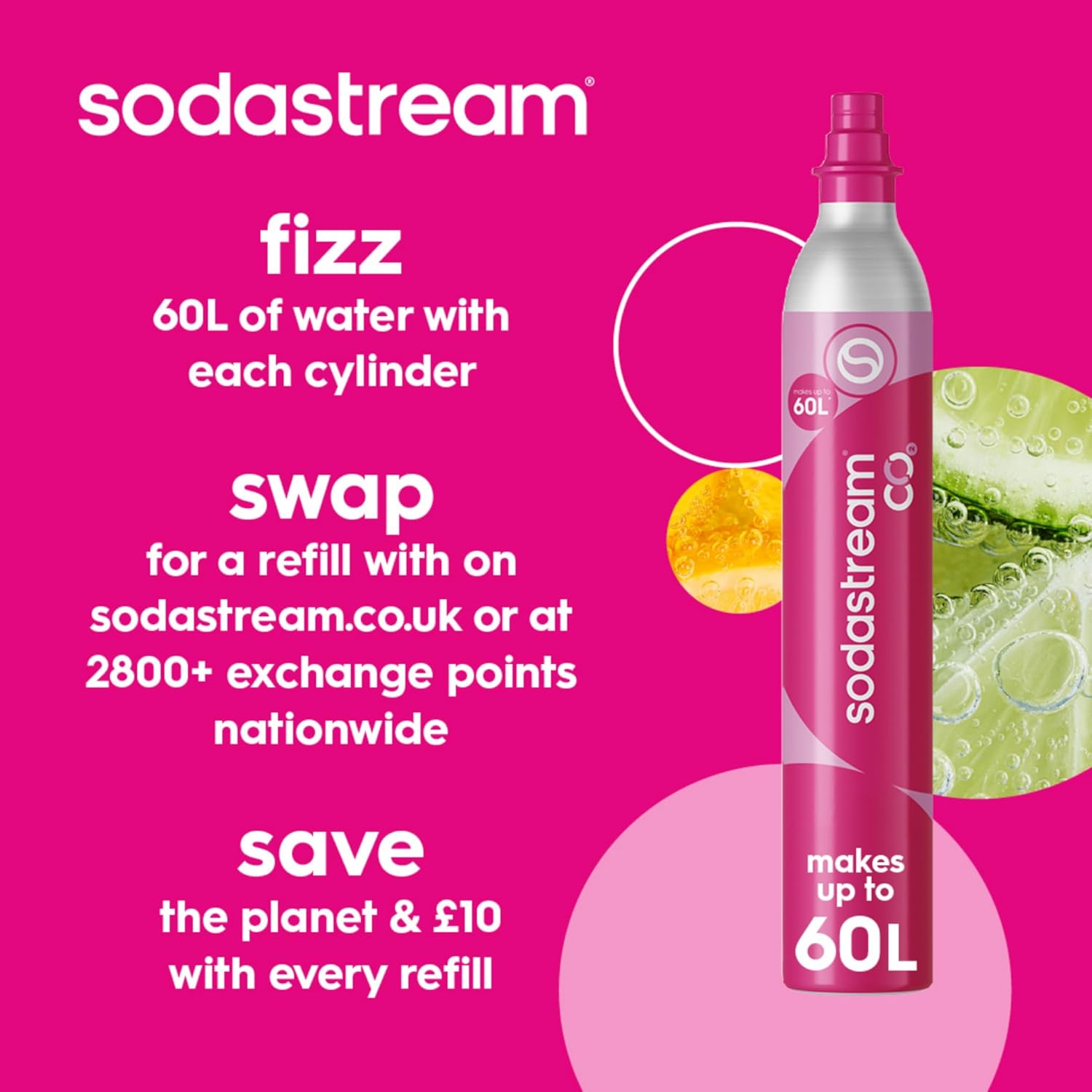 SodaStream Terra Sparkling Water Maker Machine with 60L CO2 Cylinder