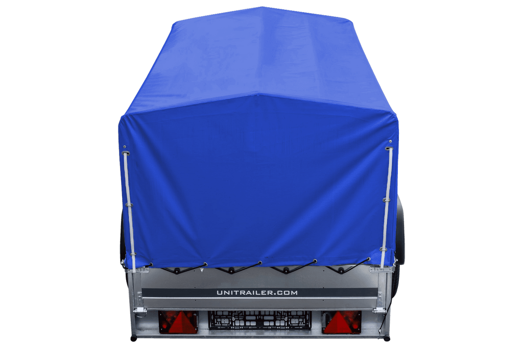 Car trailer 230x125 Garden Trailer 230 KIPP Unitrailer 750 kg with jockey wheel, blue tarpaulin and high frame
