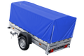 Car trailer 230x125 Garden Trailer 230 KIPP Unitrailer 750 kg with jockey wheel, blue tarpaulin and high frame