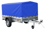 Car trailer 230x125 Garden Trailer 230 KIPP Unitrailer 750 kg with jockey wheel, blue tarpaulin and high frame