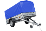 Car trailer 230x125 Garden Trailer 230 KIPP Unitrailer 750 kg with jockey wheel, blue tarpaulin and high frame