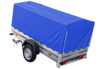 Car trailer 230x125 Garden Trailer 230 KIPP Unitrailer 750 kg with jockey wheel, blue tarpaulin and high frame